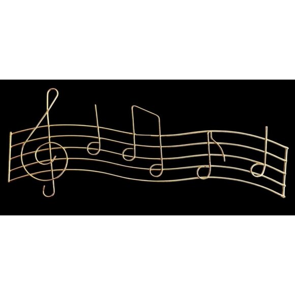 Goldtone Metal Music Note Wall Hanging Decor Treble Clef Jewelry Holder Singers - Picture 1 of 9